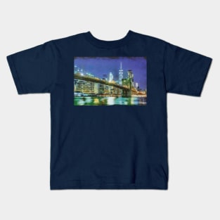 Midnight in NewYork, Canvas Painting of NY city Kids T-Shirt